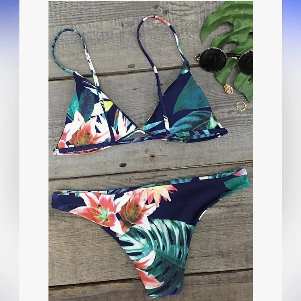 Tropical Floral Triangle Bikini Small